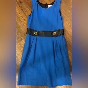 Designer Zoe LTD Girl Royal Blue Black Leather Gold Girl SZ 12 Halter Long Dress